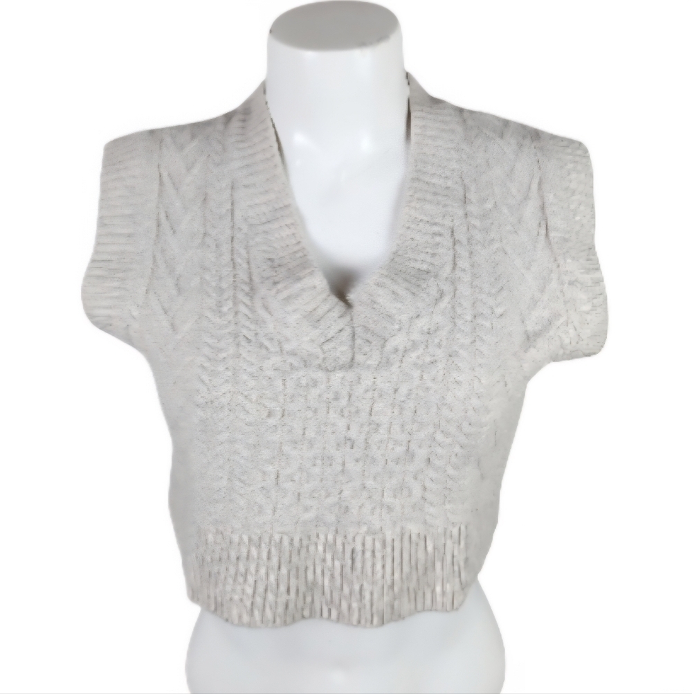 Babaton Emporia Merino Wool Sweater Vest VNeck Cream Academia Size Snall